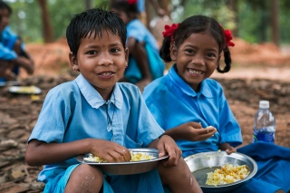 Girls in India enjoying their Mary's Meals